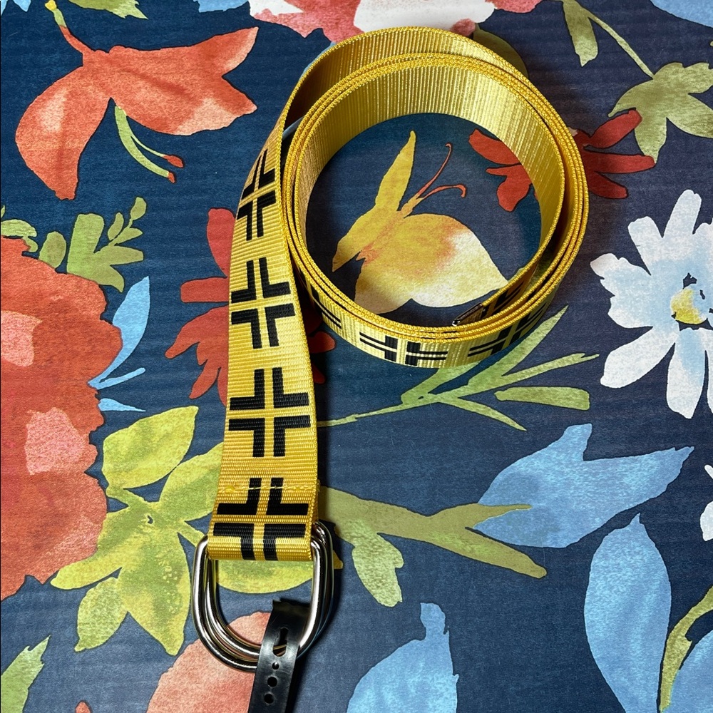 Yellow Belt with Black Cross Pattern 54in